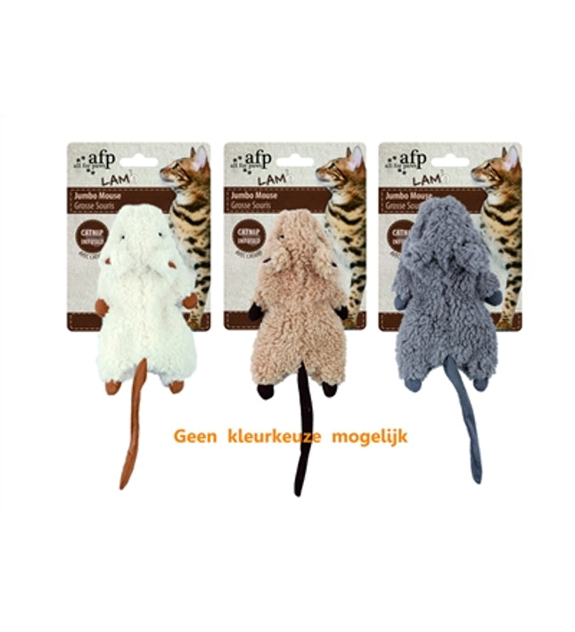 Afp Jumbo Muis Crinkle Lamswol Met Catnip Assorti