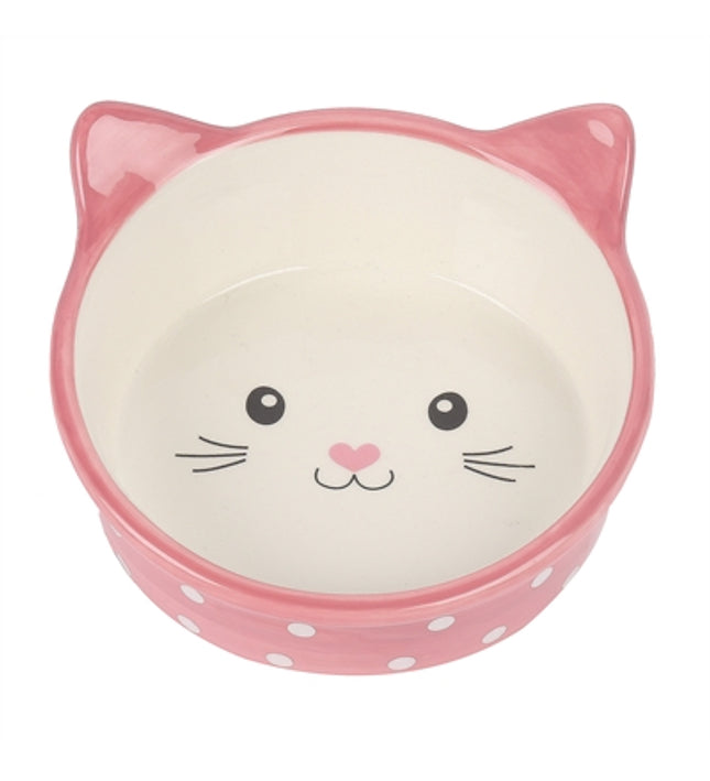 Happy Pet Voerbak Kat Polka Roze / Creme