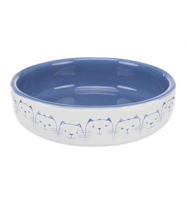 Trixie Voerbak / Drinkbak Kat Platte Neus Lichtblauw / Wit