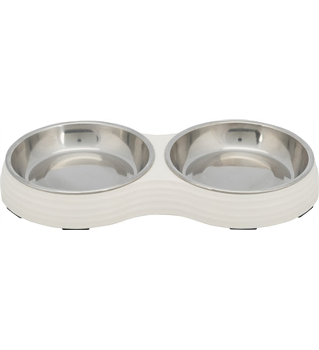 Trixie Voerbak Kat Dubbel Melamine / Rvs Wit