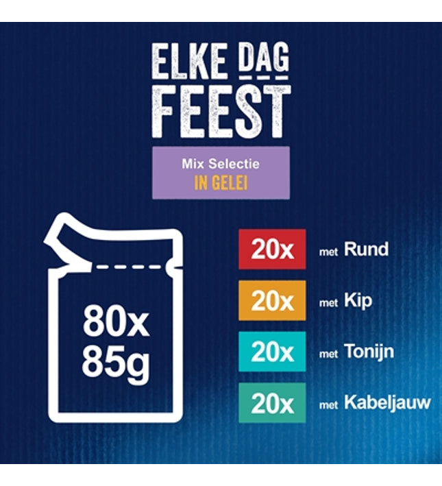 Felix Pouch Elke Dag Feest In Gelei Tonijn / Kabeljauw / Rund / Kip