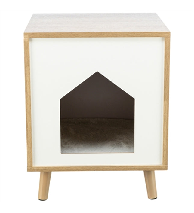 Trixie Kattenmand Huis Isa Houtlook Lichtbruin / Wit