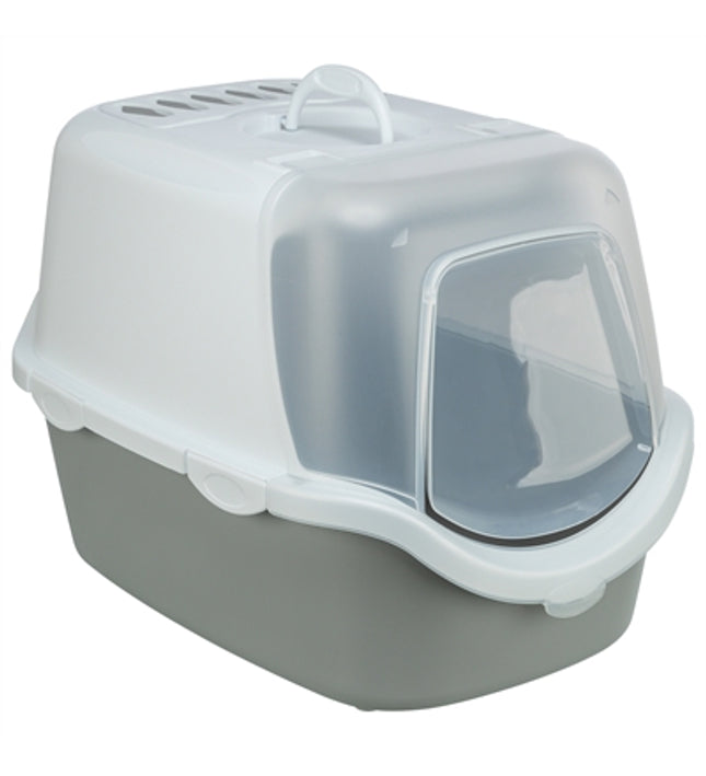 Trixie Kattenbak Vico Open Top Met Kap Lichtgrijs / Wit
