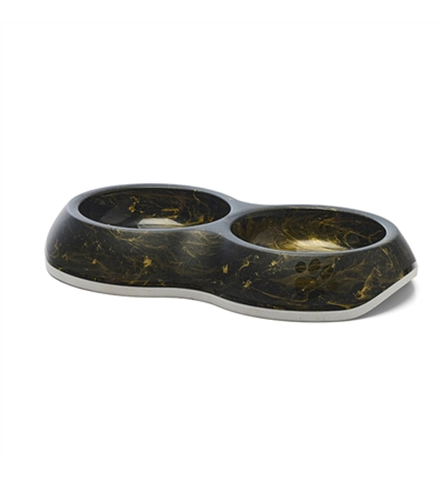 Savic Voerbak Delice Dubbel Marble Zwart / Goud