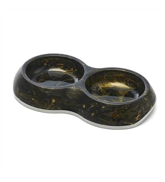 Savic Voerbak Delice Dubbel Marble Zwart / Goud