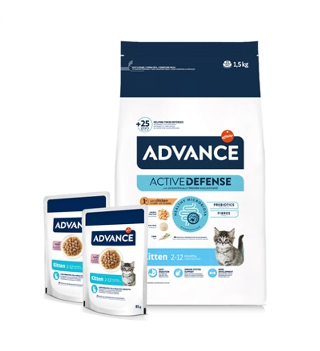 Advance Cat Kitten Chicken / Rice + 2 Pouches Chicken