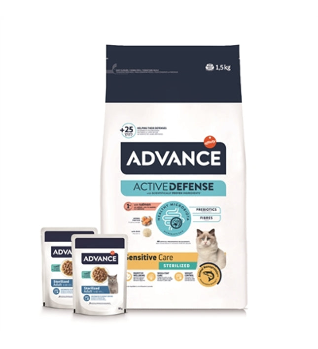 Advance Cat Sterilized Sensitive Salmon + 2 Pouches Codfish